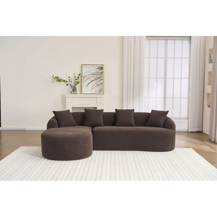 3-Sitzer Ecksofa, B 243 x T 150 x H 67 cm, Chenille in Braun, modular – Bild 3