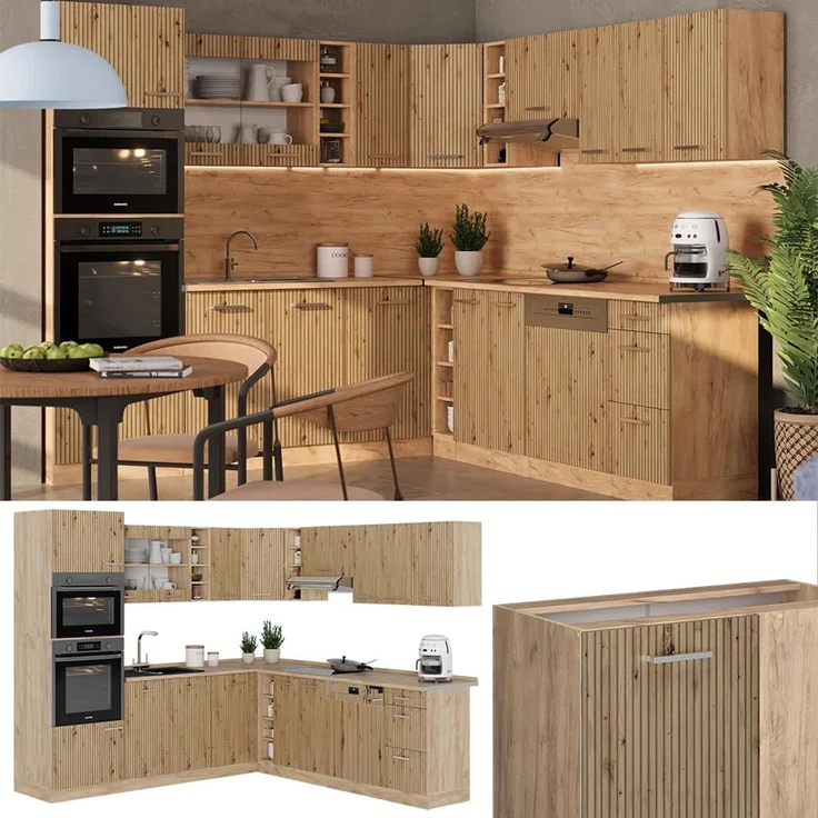 Eckküche R-Line Artisan-Eiche/Goldkraft Eiche 247 x 237 cm, AP Eiche Vicco – Bild 5