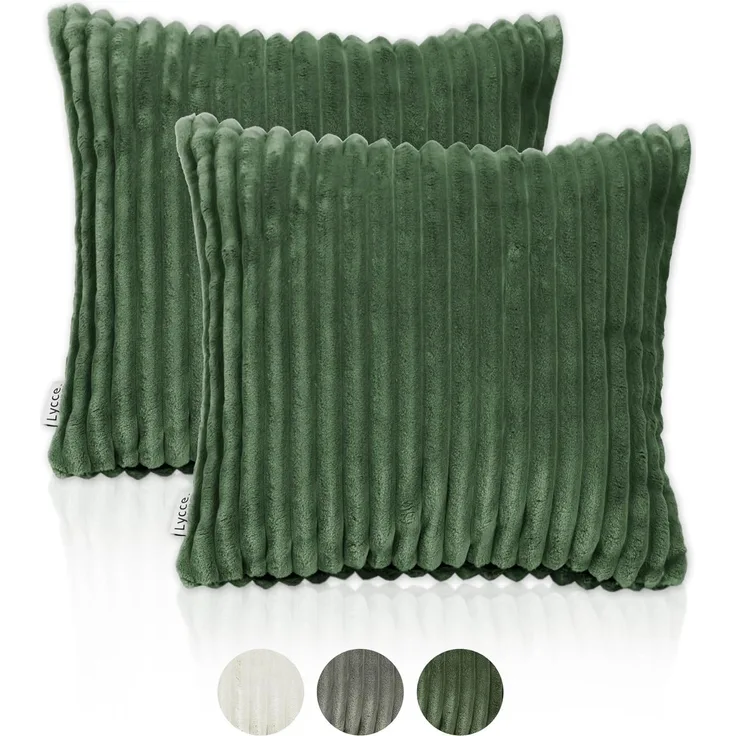 Lycce Dekokissen Kissenbezug Deluxe aus extra breitem, flauschigem Cordstoff 50x50cm