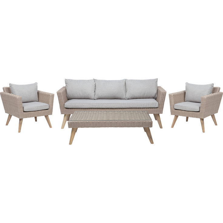 Beliani 'VITTORIA' Lounge Set mit Tisch, Taupe, 120 cm