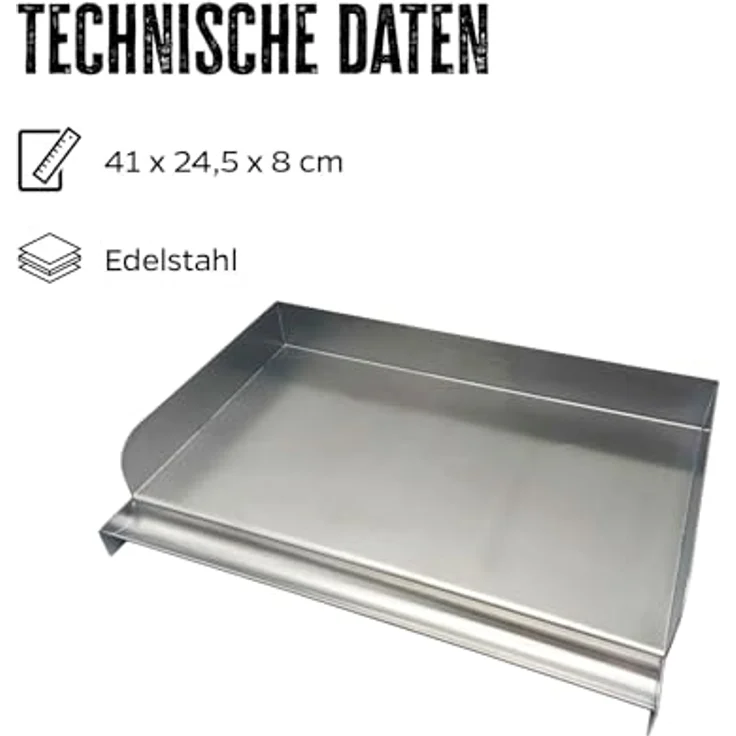 Grillfürst Grillplatte Grillfürst Edelstahl Plancha / Grillplatte / Teppanyaki Pfanne Größe M - 41 x 24,5 cm – Bild 3
