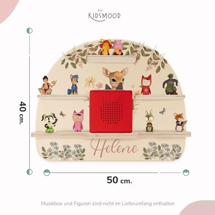 Kidsmood - Tonie Regal für Kinderzimmer, personalisiert mit deinem Namen - magnetisches Wandregal für Tonie Hör-Figuren & Tonie-Box - Rehlein – Bild 2