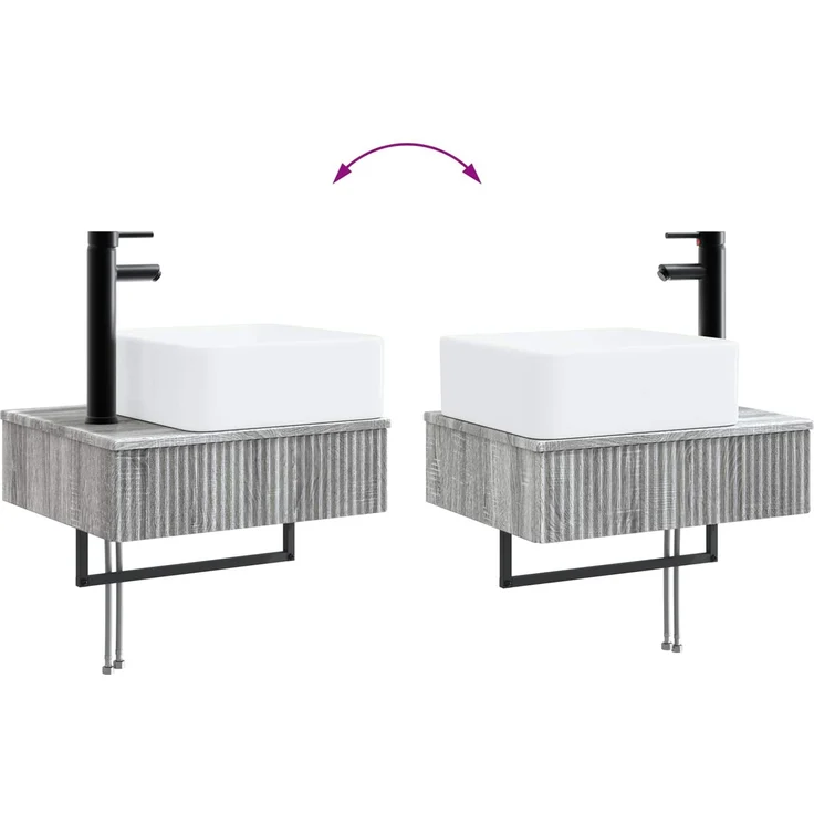 vidaXL Badezimmerschrank-Set 2 stk. Grau Sonoma 33 x 34,5 x 100 cm 3406109 – Bild 8