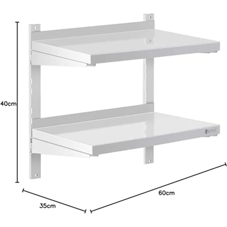 Royal Catering Hängeregal 60x40 cm Wandbord Doppel Wandregal Edelstahl Regal 2 Ablagen, verschiedene Größen – Bild 2