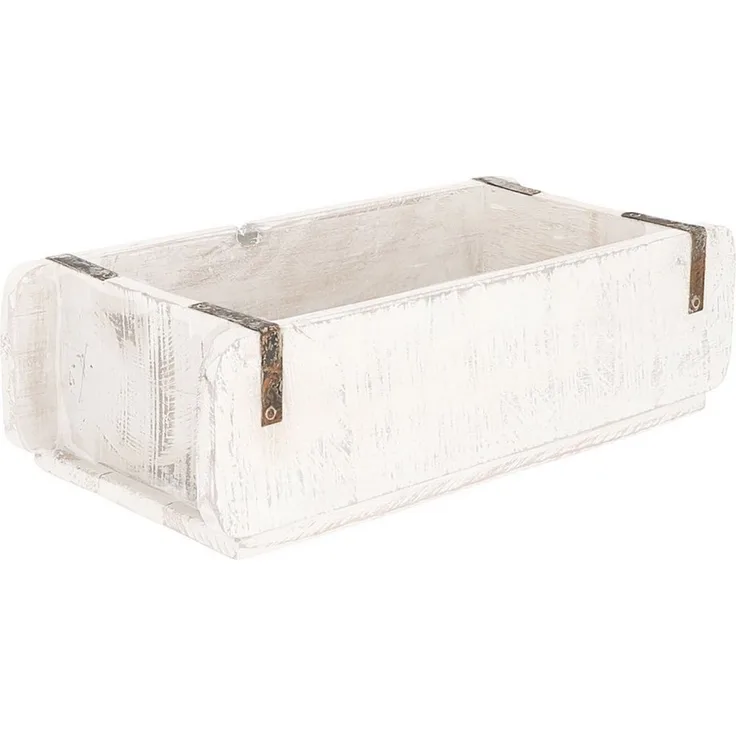 CEPEWA Holzkiste Holzkiste Ziegelform 30 x 8 x 25 cm weiß Altholz Holzbox Vintage Used Look