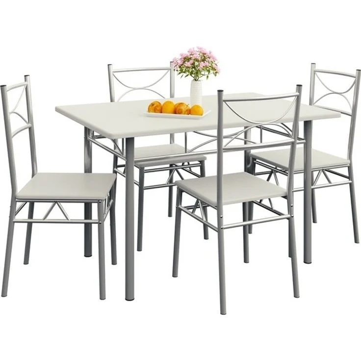 Casaria Esstisch Küchentisch mit 4 Stühlen Esszimmergruppe Essgruppe Küche Tisch Stuhl Set weiß – Bild 4