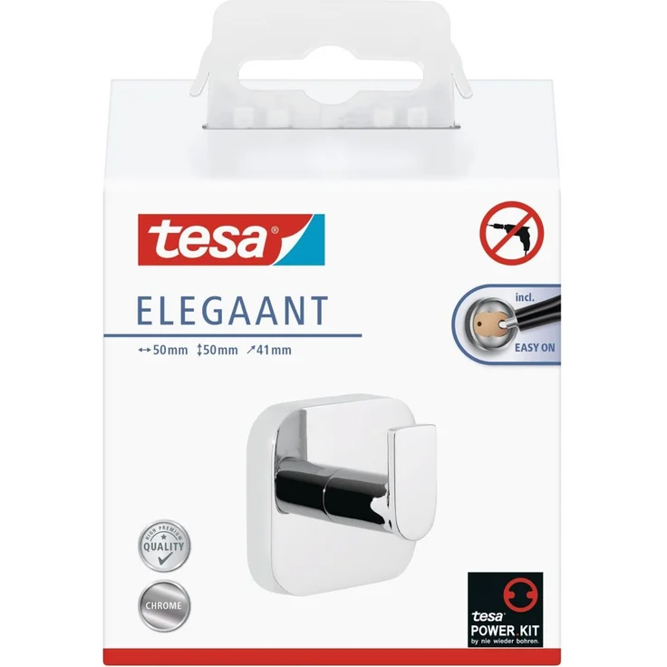 tesa Handtuchhaken Elegaant Metall, chrom, rostfrei – Bild 8