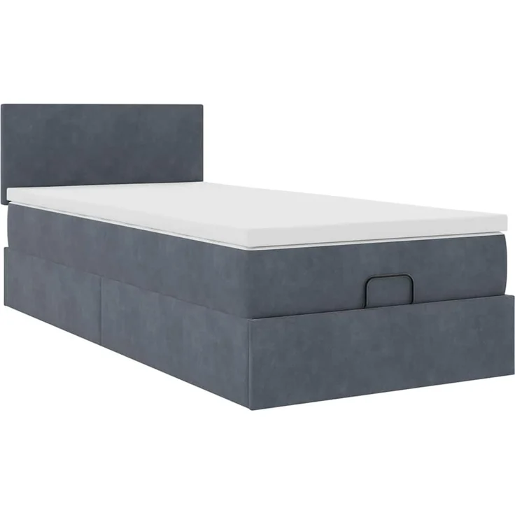 vidaXL Ottoman-Bett mit Matratze & LEDs Dunkelgrau 80x200 cm Samt 3312513 – Bild 5