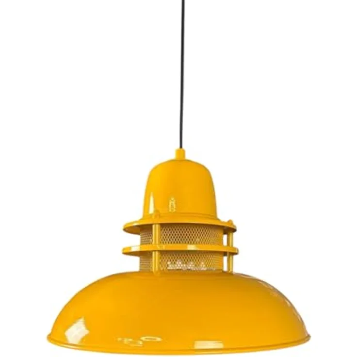 bamyum Hängelampe Leuchtturm, Pendelleuchte Dunkelgelb, Ø34 cm, E27 Fassung, Vintage Design für Wohnzimmer, Küche und Schlafzimmer