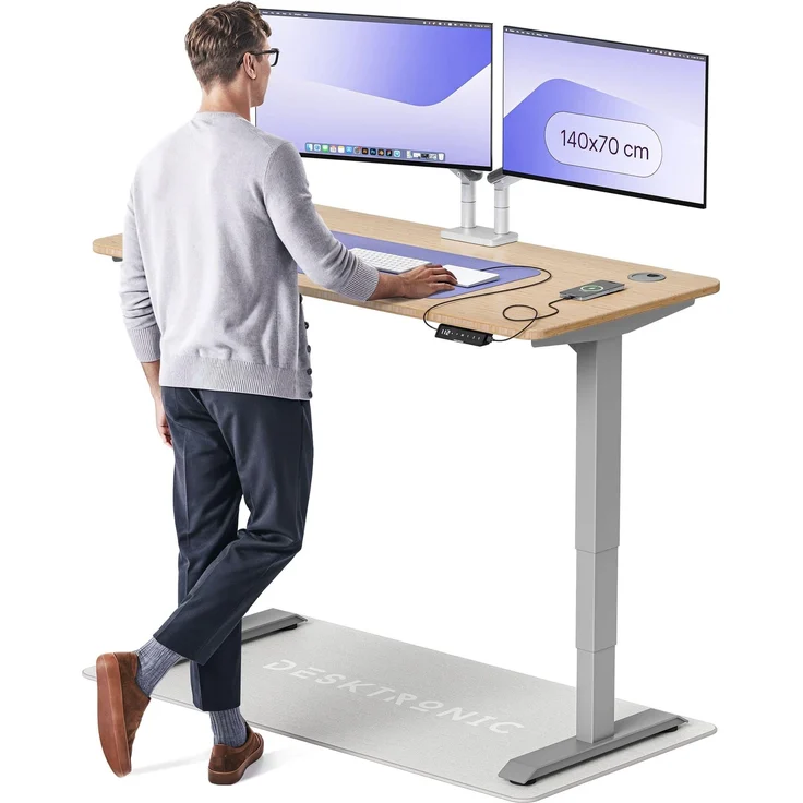 Desktronic Höhenverstellbarer Schreibtisch aus Bambus (140x70 cm) – Elektrisch höhenverstellbar mit flüsterleisem Dual-Motor & Touchscreen – Hohe Tragfähigkeit – Stehtisch HomePro – Bild 1