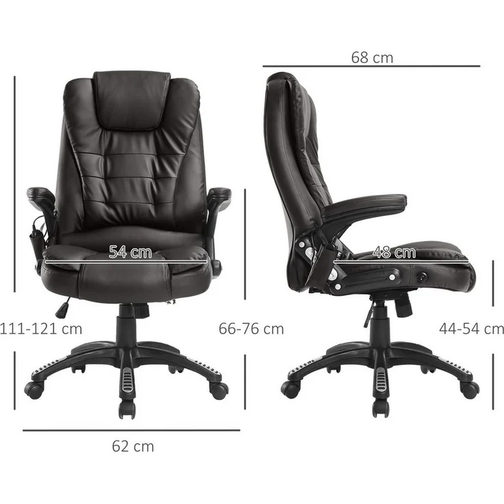 HOMCOM Schreibtischstuhl Bürostuhl mit Massagefunktion, mit Wärmefunktion, Chefsessel (Massagesessel, 1 St), für Wohnbereich, Braun – Bild 2