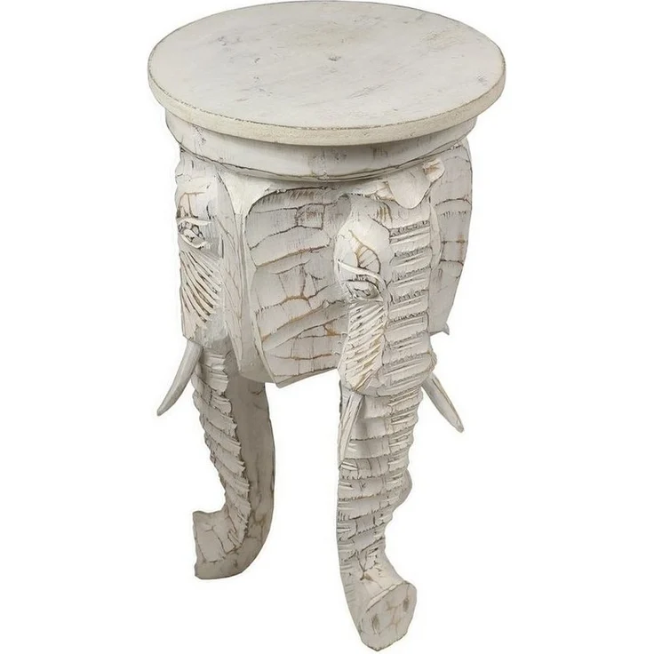 Oriental Galerie Blumenhocker Weißer Rundhocker Elefant 60 cm (1 St) – Bild 3