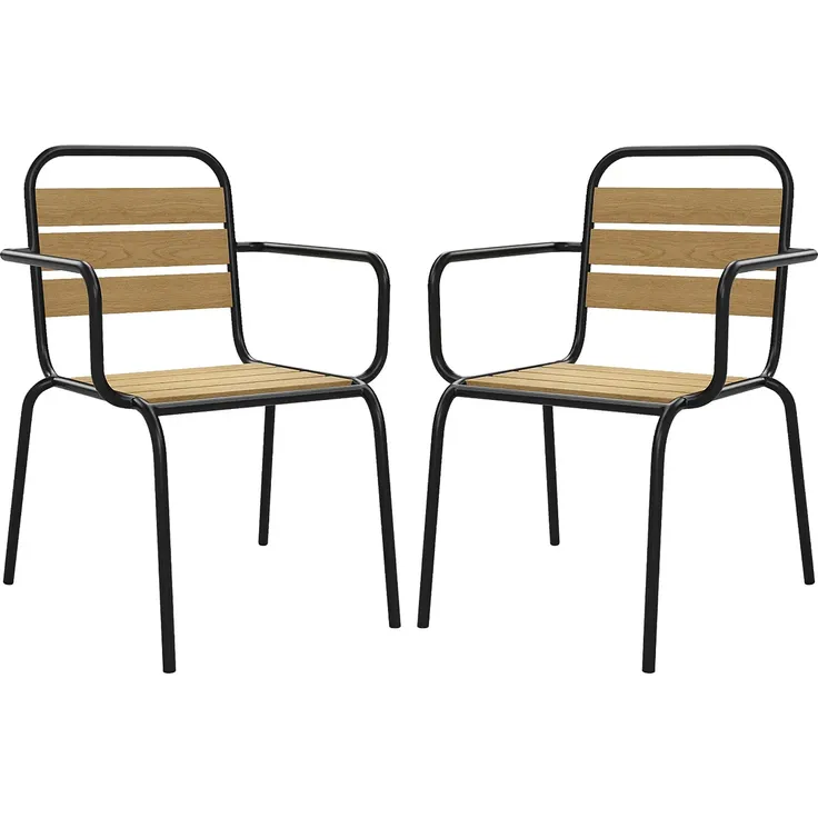 Vente-unique - LYLIOS Garden dining set Metall Schwarz - B 59,5 cm x H 80 cm x L 54 cm