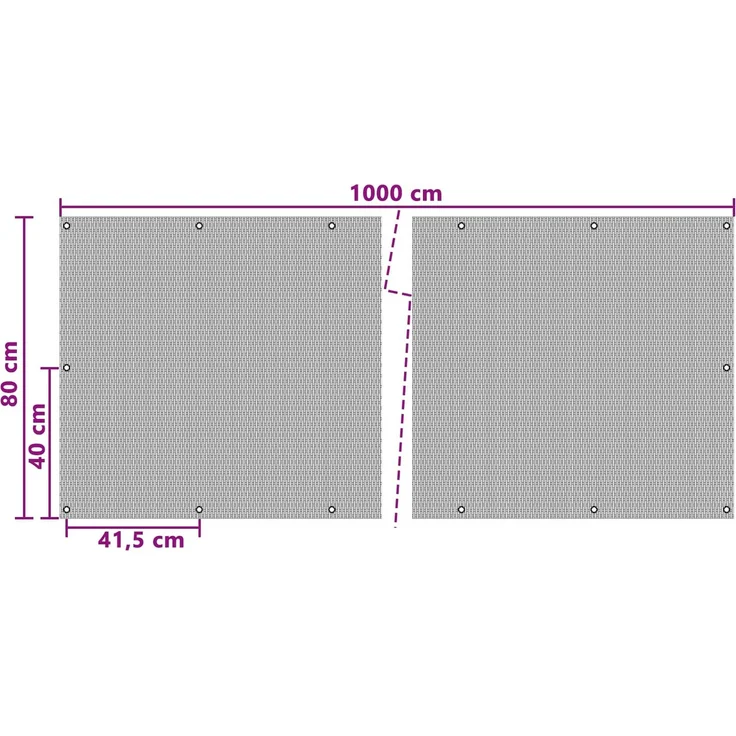 vidaXL Balkonsichtschutz mit Ösen 1000 x 80 cm Poly-Rattan Schwarz 42032658 – Bild 5