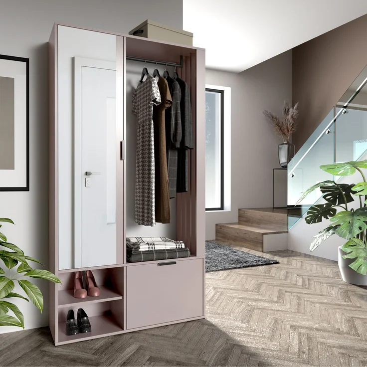 AX LIVING Garderobe Flur Milanoir 100 cm mit Spiegel Modern Kaschmir – Bild 3