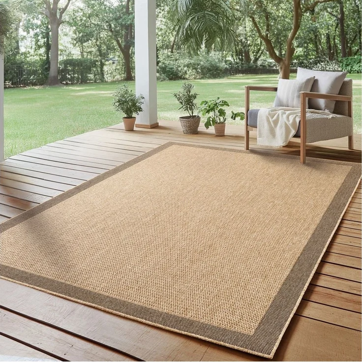 SIMPEX24 Outdoorteppich Boho Design, Rechteckig, Höhe: 5 mm, Outdoor Teppich Wetterfest Modern Wohnzimmer Küchen Terrasse Balkon – Bild 1