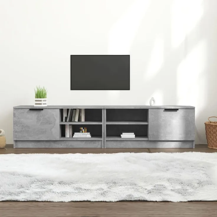 2 pcs TV-Schrank, Lowboard Betongrau 80x35x36,5 cm Holzwerkstoff