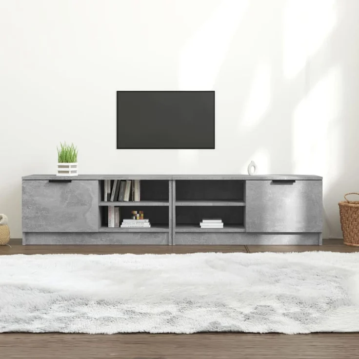 2 pcs TV-Schrank, Lowboard Betongrau 80x35x36,5 cm Holzwerkstoff – Bild 1