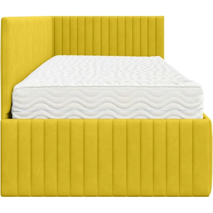 vidaXL Eckbettgestell mit Matratze mit Kopfteil 2 pcs Gelb Samt 3393804 – Bild 8