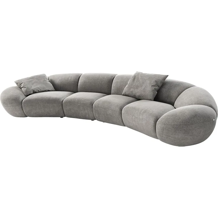 Big-Sofa Lunna 360x175 cm Strukturstoff Soft Grau 2 Kissen