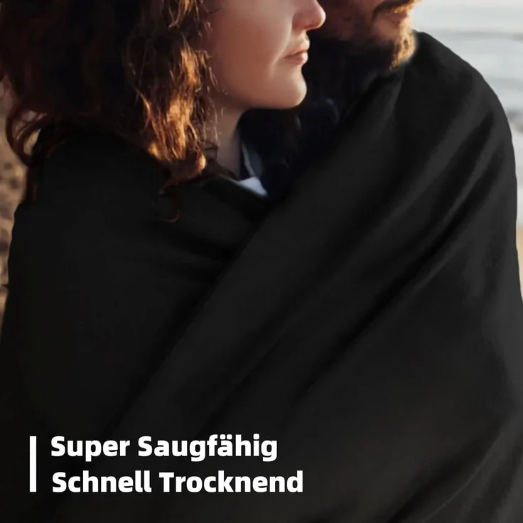 3er-Set Mikrofaser Handtuch Groß & 2 Stück Klein Schwarz – Bild 7