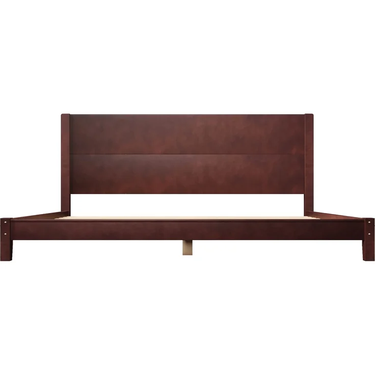 Merax Doppelbett, 180x200 Plattformbett mit Kopfteil und Lattenrost, Braun – Bild 8