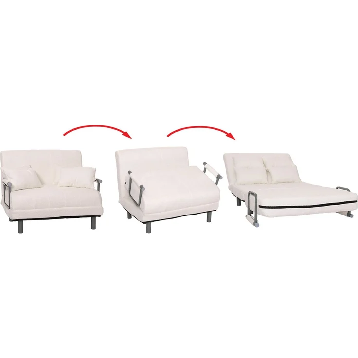 Mendler Schlafsessel HWC-K29, Klappsessel Schlafsofa Gästebett, Liegefläche 190x100 cm, Stoff Bouclé (500g/m²) ~ creme – Bild 5