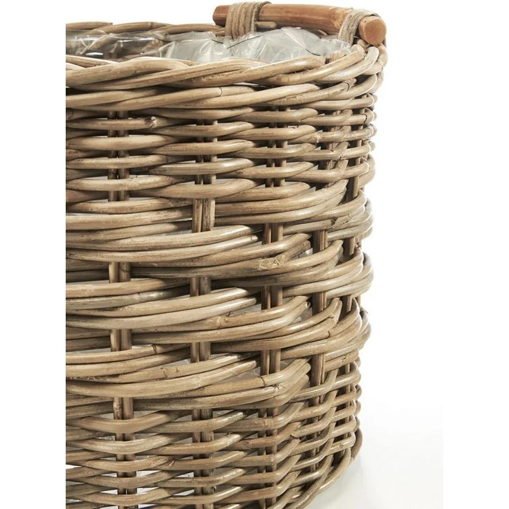 Kobolo Pflanzkübel Pflanzkorb Rattan rund mit Folie ausgeschlagen S/2 – Bild 2