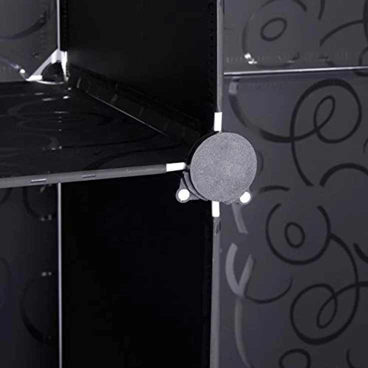 Woltu DIY Kleiderschrank mit Tür, 9 Fächer schwarz – Bild 9