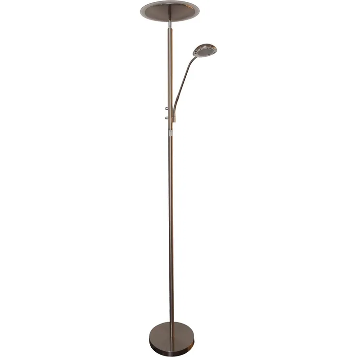 LED Stehlampe, Nickel matt, Glas satiniert weiß, H 180 cm