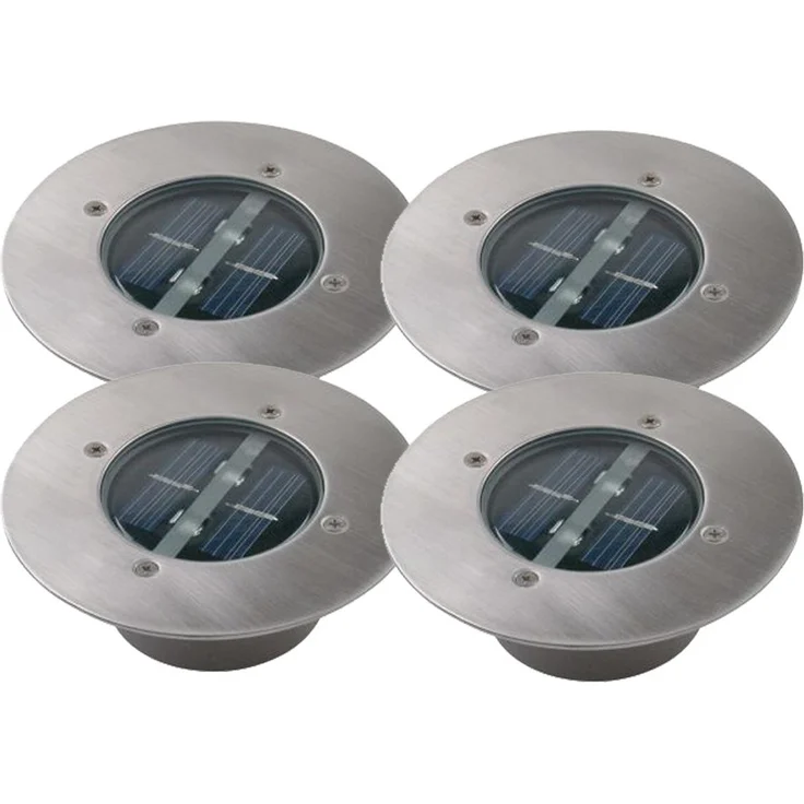 Solar LED Bodeneinbaustrahler 4er SET für Außen, Edelstahl rund Ø14cm IP67 – Bild 2