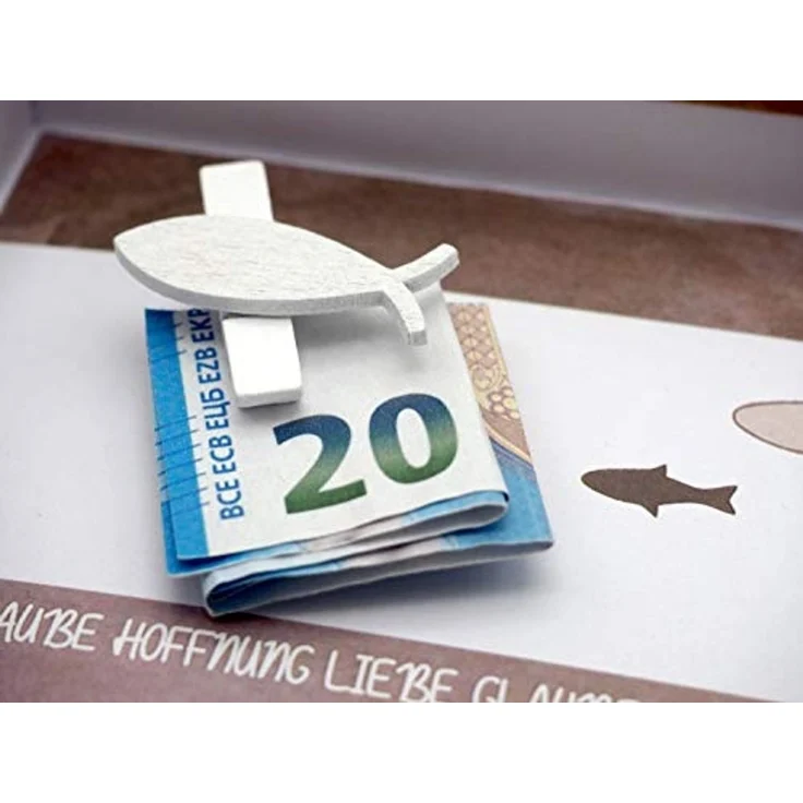 ZauberDeko Geschenkbox Geldgeschenk Verpackung Fisch Natur Taupe Kommunion Konfirmation Braun – Bild 6