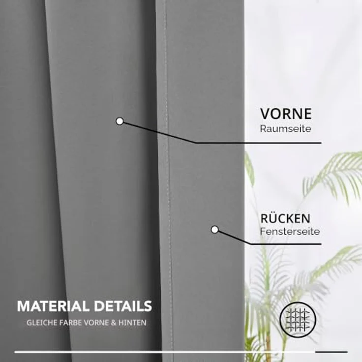 Deconovo Gardinen für Schienensystem Blickdicht Vorhänge UV-Schutz Hellgrau | 2er Set, H 138 x B 132 cm, Vorhänge mit Kräuselband, Hitzeschutz, Schlafzimmer Gardinen, Gardinen Kurz, für Schienensystem – Bild 7