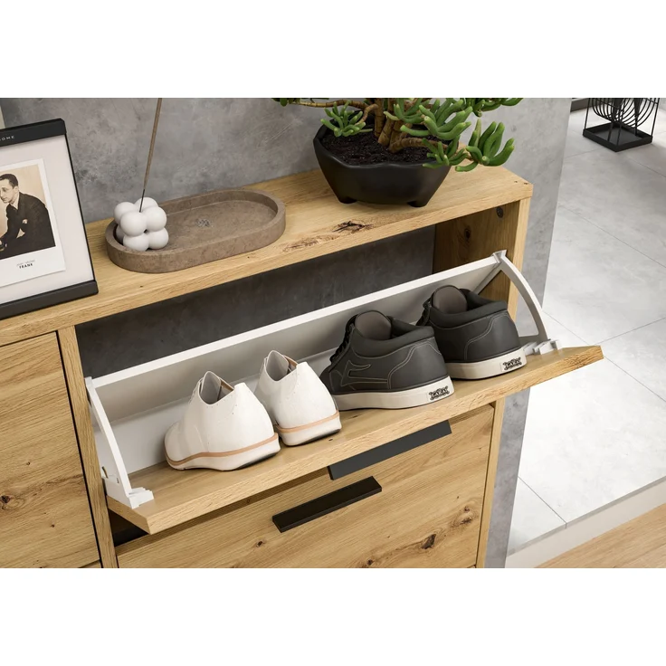 Schuhkipper >See< 3 Klappen, in Eiche Artisan Dekor - 59x103x17cm (BxHxT) – Bild 5