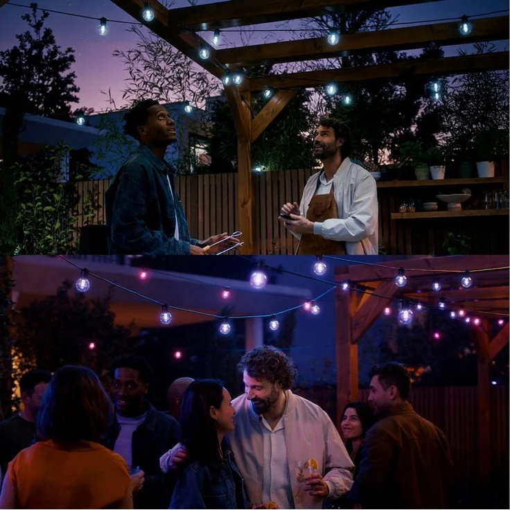 Philips Hue Festavia Globe Außenlichterkette, White and Color Ambiance, 21 M, 30 Lampenkugeln, dimmbar, Steuerung per Hue App, funktioniert mit Alexa, Google Assistant und Apple Home – Bild 3