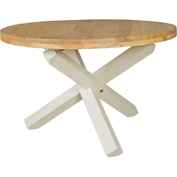 Esszimmertisch BOHA rund 120cm Akazie Massivholz Landhausstil braun 4 Personen – Bild 1