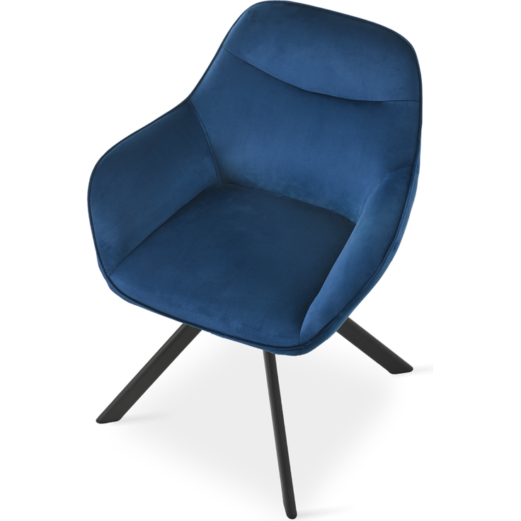 GOEURVANT 1370 Esszimmerstühle 4er-Set mit Armlehnen, 360° Drehbar, Samt - Preußischblau – Bild 4
