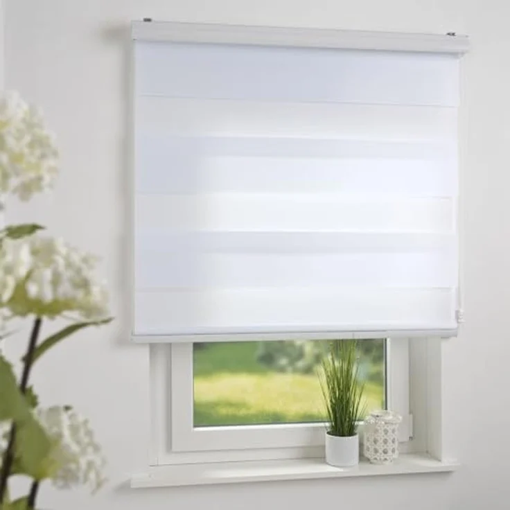 Doppelrollo DUO-Rollo mit 20 cm Streifen, Liedeco, Lichtschutz, mit Bohren, verschraubt, im Fixmaß – Bild 2