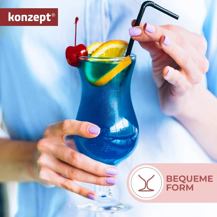 KONZEPT Cocktailglas Set 420ml - Eiskaffe Gläser, Milchshake Gläser & Longdrinkgläser, 6-tlg, Ideal für Bier, Eisbecher & Coctails – Bild 6
