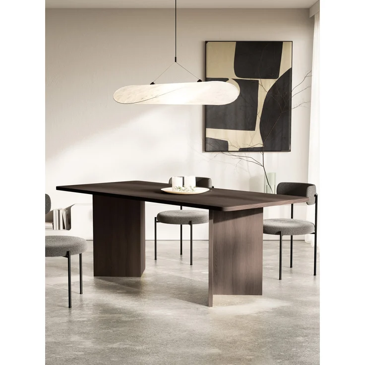 Selsey 'Qubeo" Esstisch, rechteckig mit abgerundeten Kanten und Wangengestell, Holzoptik Esche Braun, 204x90x75 cm – Bild 2