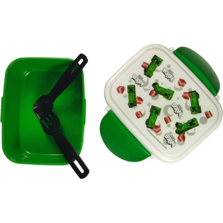 Puckator Lunchbox Minecraft Creeper & TNT Bentobox mit Gabel und Löffel