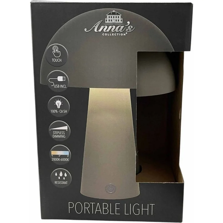 Coen Bakker Deco BV LED Tischleuchte Portable Light, Dimmfunktion, LED, warmweiß, kaltweiß, neutralweiß, außen USB touch Pilz 3 Lichtfarben dimmbar taupe – Bild 3
