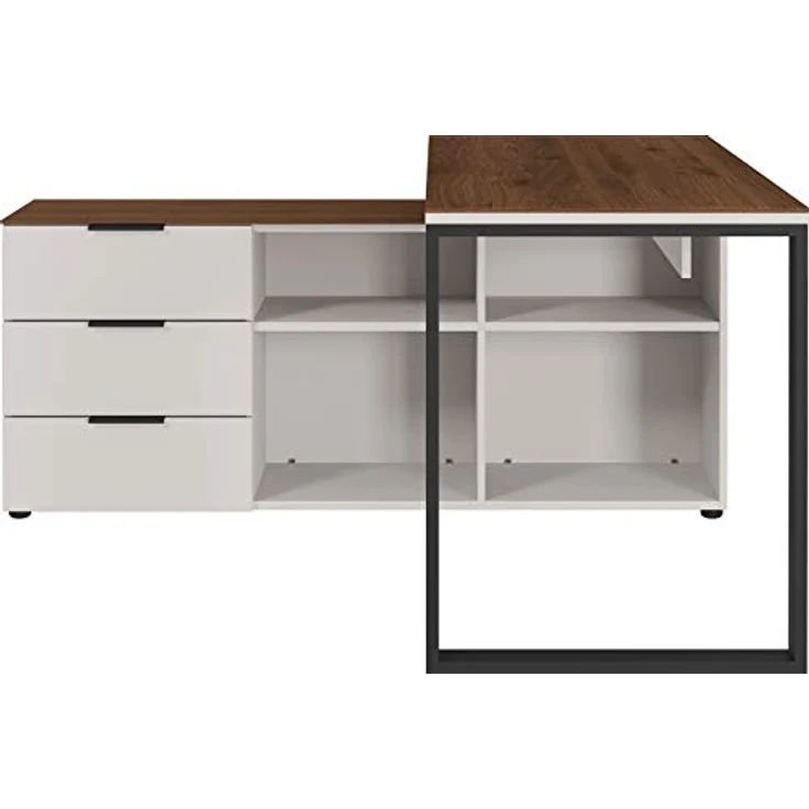 Germania Winkelschreibtisch 4223-573 GW-Ancona, mit integriertem Sideboard, in Kaschmir/Nussbaum, 145 x 74 x 146 cm (BxHxT) – Bild 4