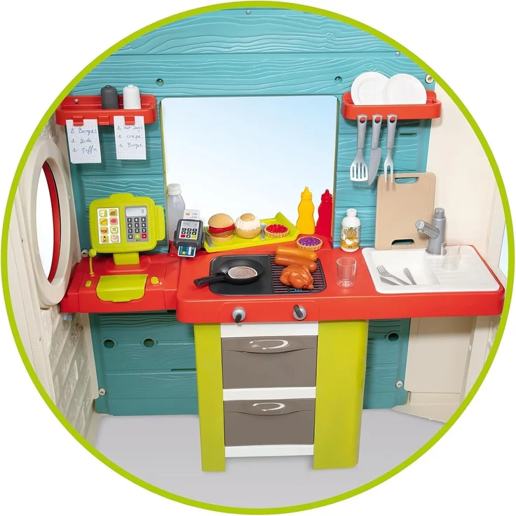 Smoby 810403 'Chef Haus' Spielhaus, ab 2 Jahren, 124,5 x 132 x 135,7 cm, mit Ausgabe Theke & viel Zubehör – Bild 5
