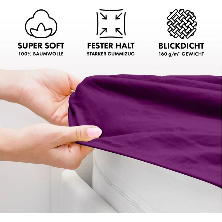 Jacobson Spannbettlaken BOXSPRING & ÜBERLÄNGE aus 100% Baumwolle, für hohe & lange Matratzen, Jersey Bettlaken 160 g/m² – Bild 3