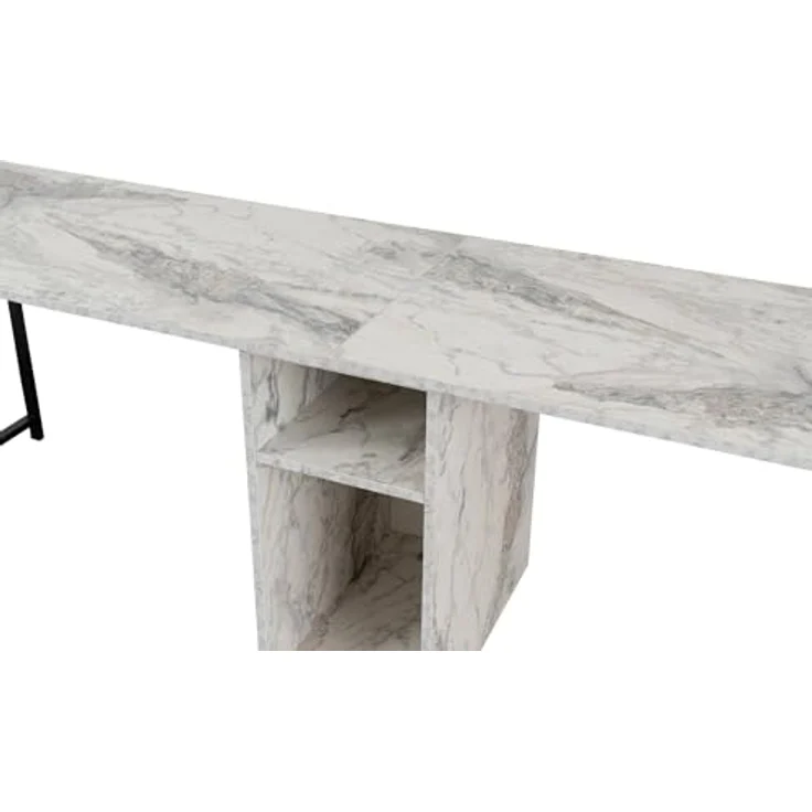 Dmora Schreibtisch Caprioli 240 x 60 x 74h cm Weiß, 1 Regal, 1 Fach – Bild 9