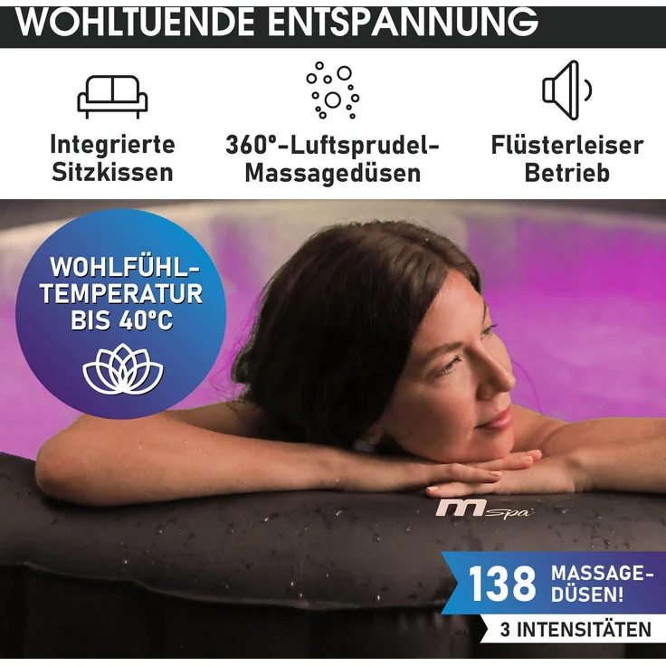 BRAST aufblasbarer Whirlpool 'MSpa Aurora', Ø 204 x 70 cm, für 6 Personen, mit LED-Beleuchtung – Bild 3