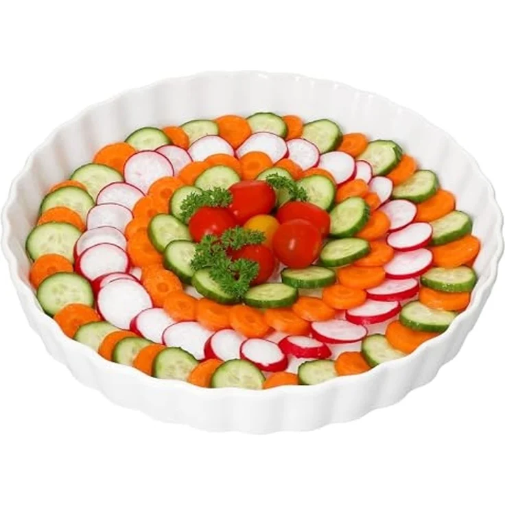 MamboCat Quicheform Quicheform Veggi weiß Ø28cm 1L Backform Kuchen Tarte Pie Porzellan – Bild 1