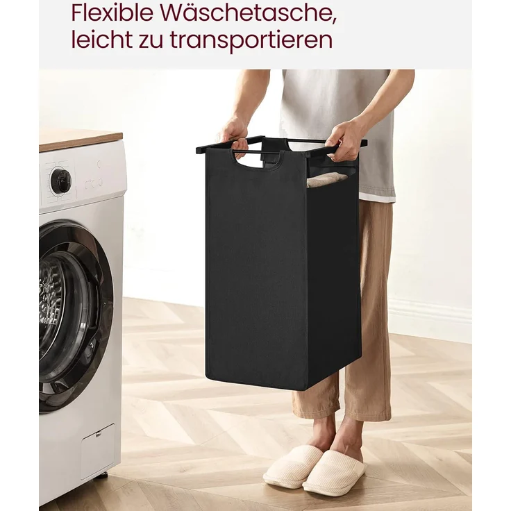 VASAGLE Wäschekorb 2 Fächer, Wäschesammler mit Ablage, Wäschebox, Wäschesack aus Oxford-Gewebe ausziehbar abnehmbar, Metallrahmen, 2 x 46 L, 73 x 33 x 72 cm, vintagebraun-schwarz BLH201B01 – Bild 7