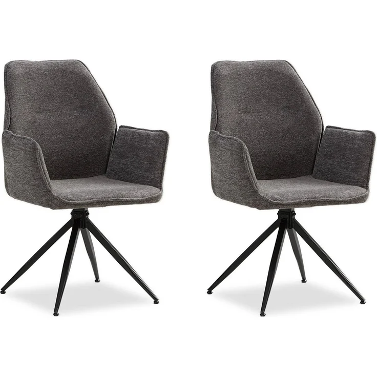 2 Stühle Esszimmer Küchenstühle Chenille Wolle Grau Drehstühle Esszimmerstühle Drehbar Esszimmerstuhl mit Armlehne Dreh Sessel Modern – Bild 1